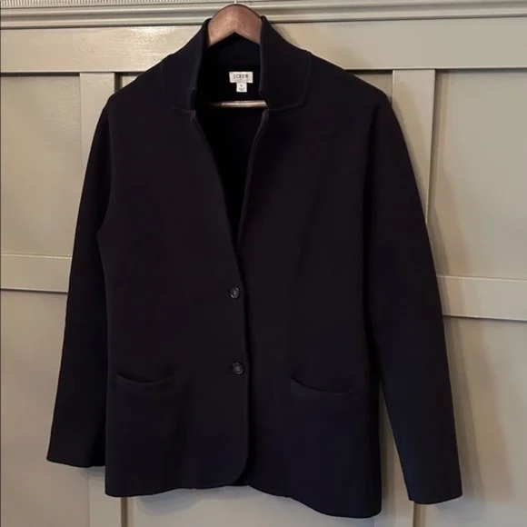 J. Crew Cotton Sweater Blazer Button Front Black Size Large - Picture 3 of 6